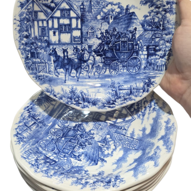 Pratos fundos em louça Oxford, belíssima arte