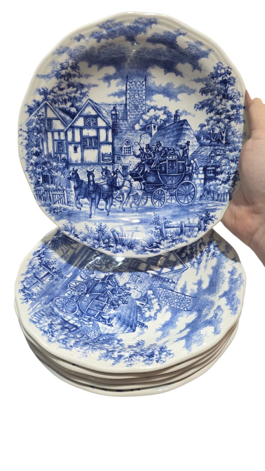 Pratos fundos em louça Oxford, belíssima arte