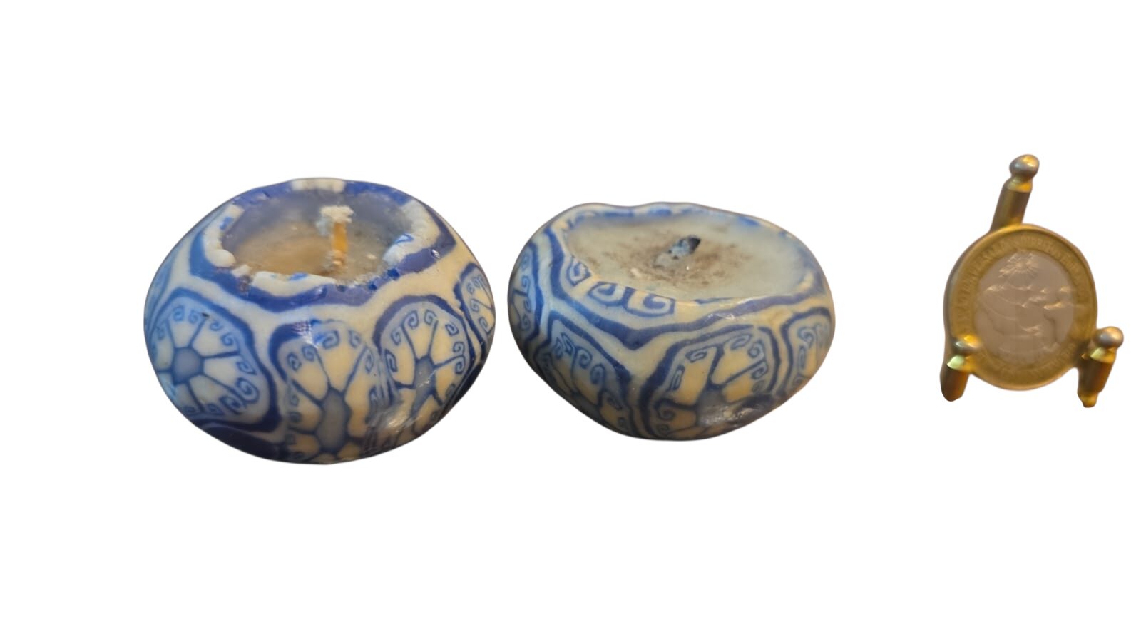 Antigo par de velas artesanais