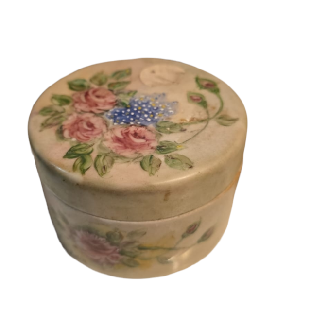 Potiche de porcelana motivos florais pintados a mão