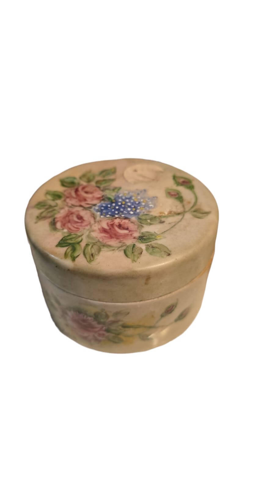 Potiche de porcelana motivos florais pintados a mão