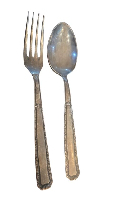 Par de talheres espessurado a prata