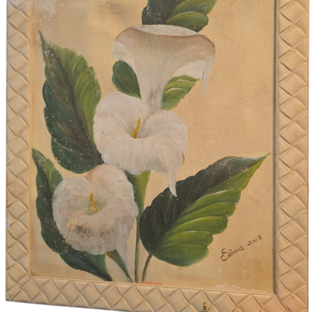 Quadro pintado a mão, bela moldura