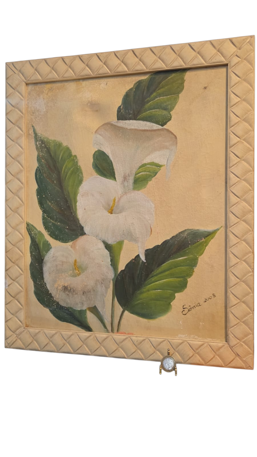 Quadro pintado a mão, bela moldura
