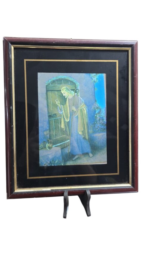 Quadro com arte sacra, efeito metálico