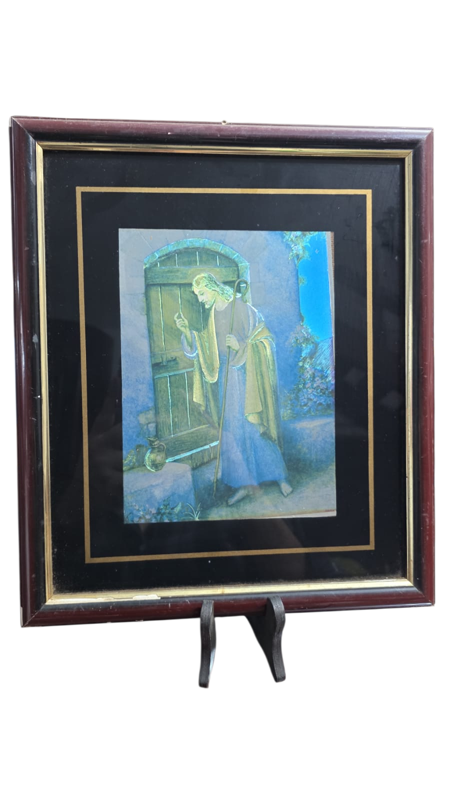 Quadro com arte sacra, efeito metálico