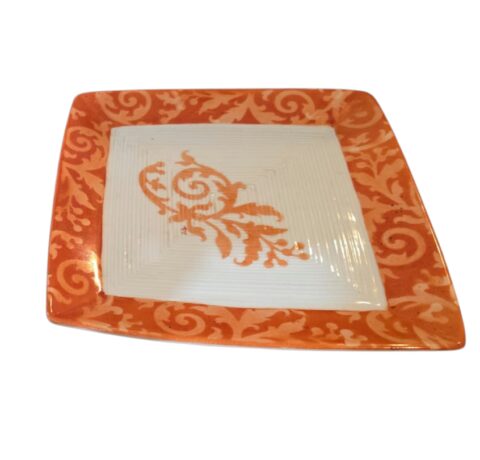 Antiga porcelana quadrada pintada a mão