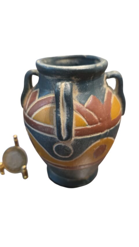 Vaso de cerâmica artesanal policromado