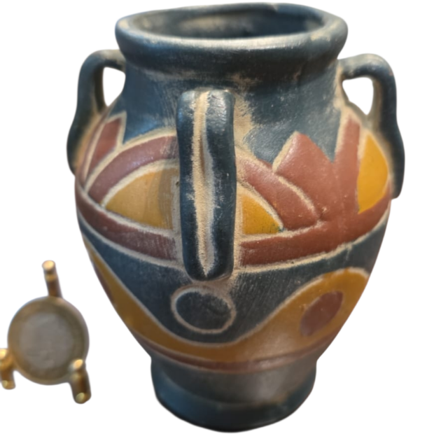 Vaso de cerâmica artesanal policromado