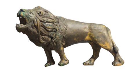 Leão em Vinil com patina dourada
