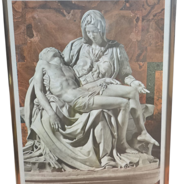 Quadro Pietá, moldura metal
