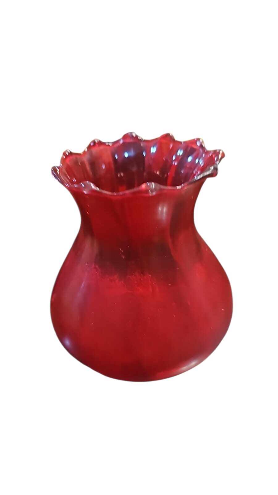 Antigo vaso de vidro canelado