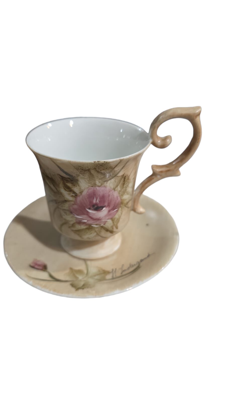 Xícara de café de porcelana, toda pintada a mão