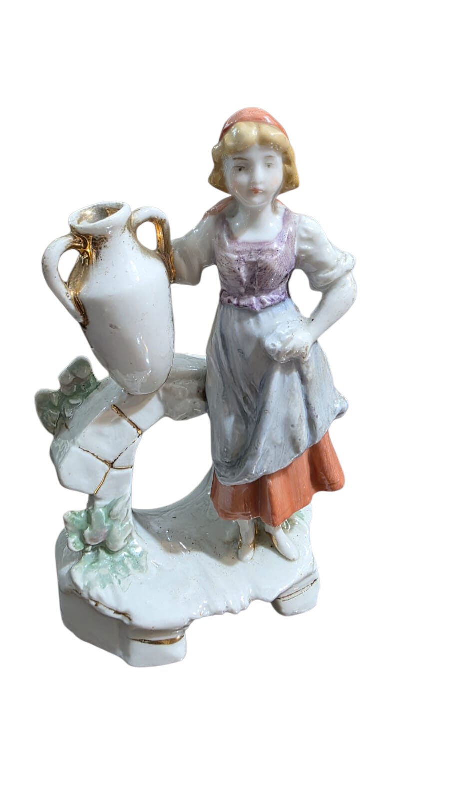 Bela e antiga escultura de porcelana