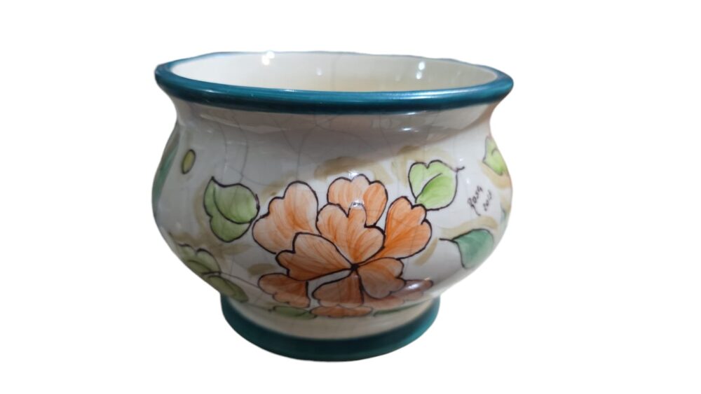 Cachepot craquelado com fio, pintado a mão
