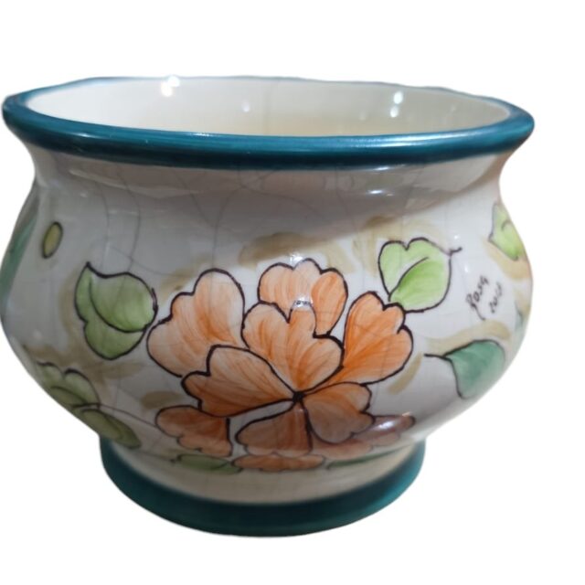 Cachepot craquelado com fio, pintado a mão