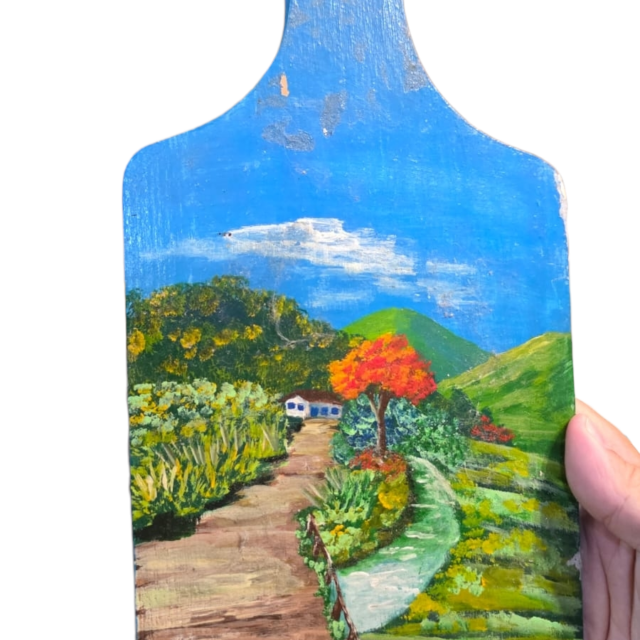 Pendurador de madeira com bela arte pintada à mão