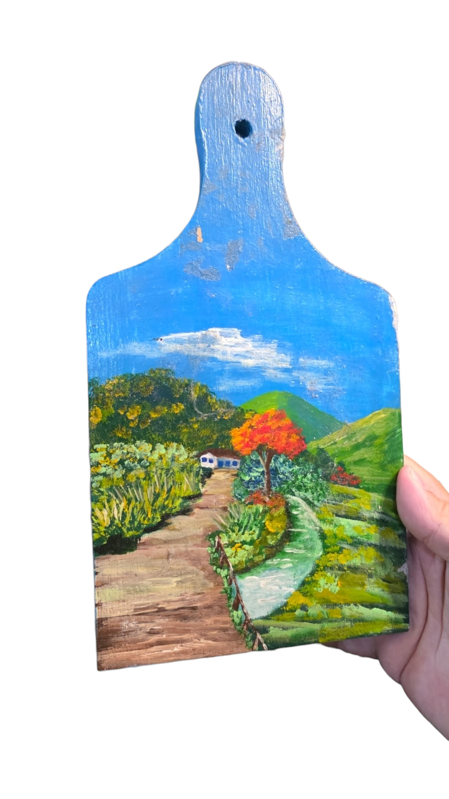 Pendurador de madeira com bela arte pintada à mão