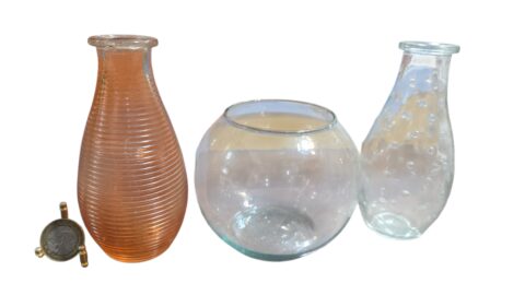 Trio de vasos de vidro