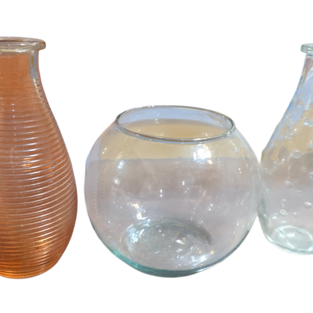 Trio de vasos de vidro