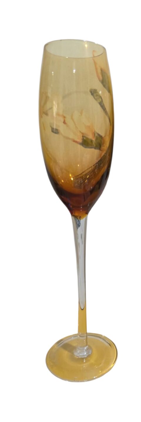Elegante e grande taça em cristal tons de âmbar