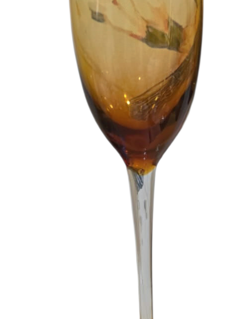 Elegante e grande taça em cristal tons de âmbar