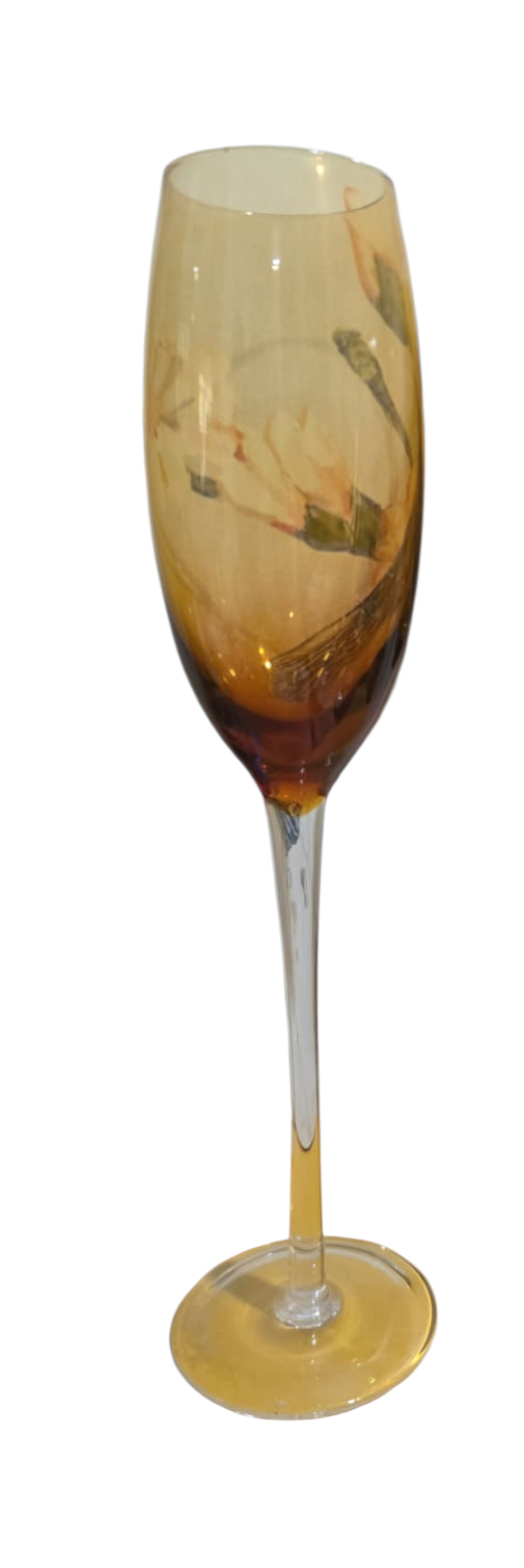 Elegante e grande taça em cristal tons de âmbar