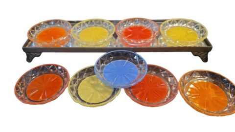 Conjunto de antigos porta copos de vidro