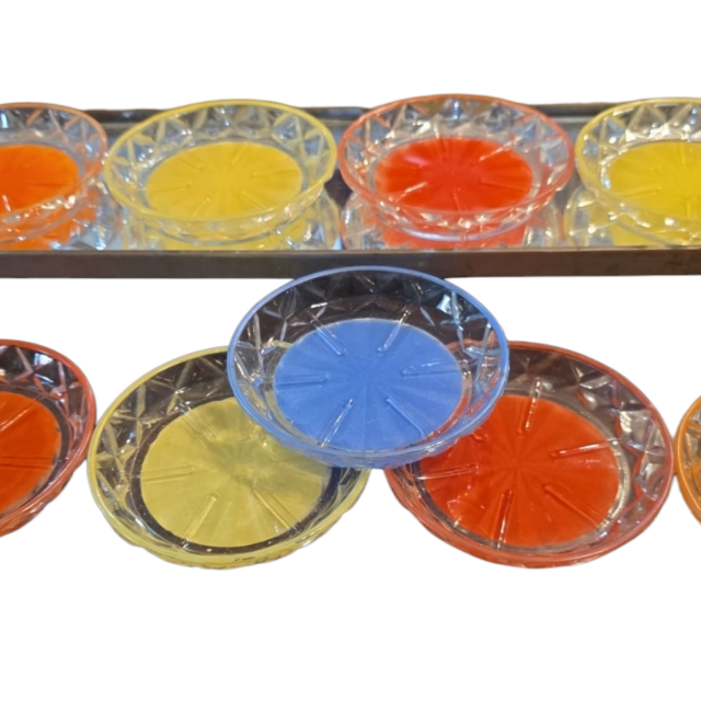 Conjunto de antigos porta copos de vidro