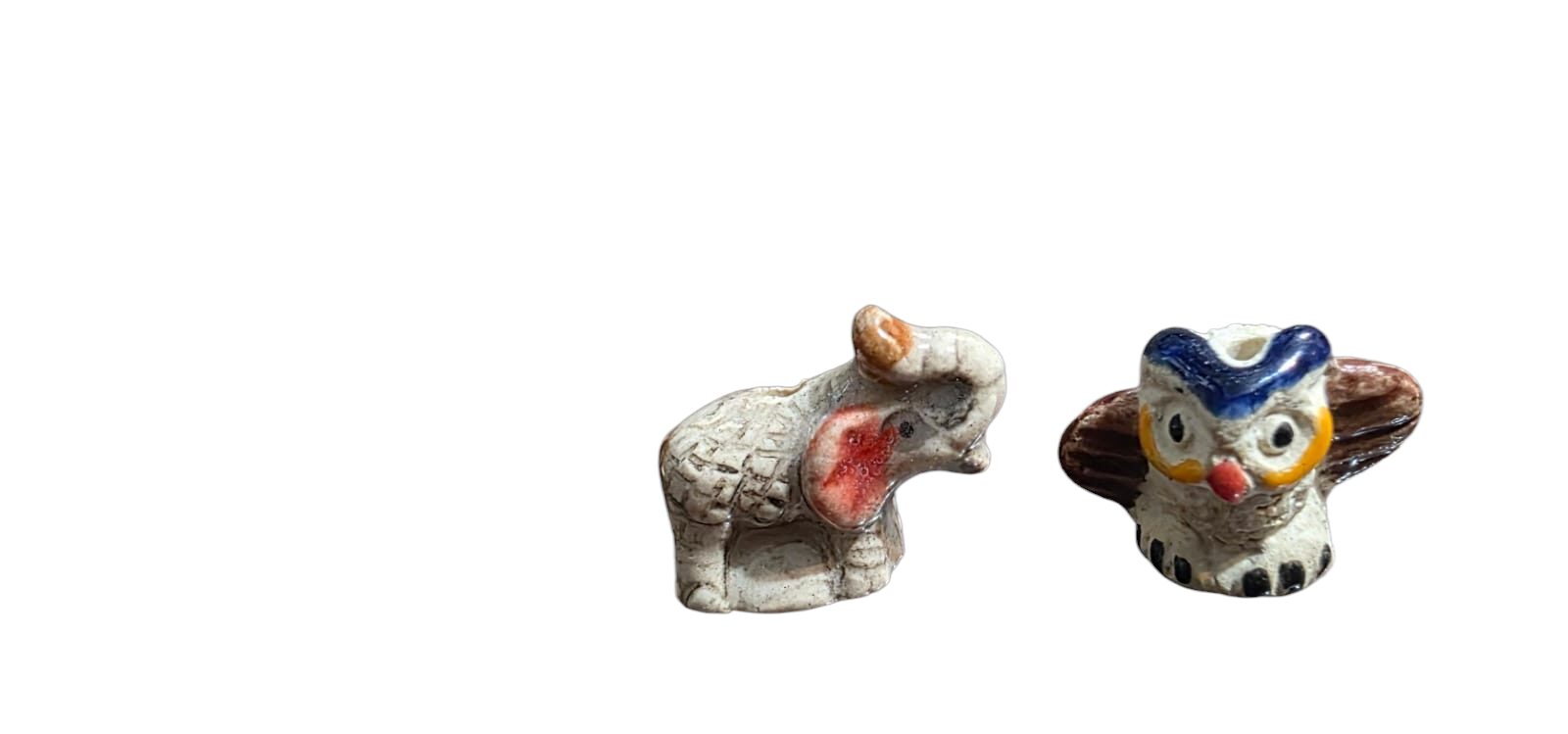 Par de minúsculo miniaturas incensários de animais