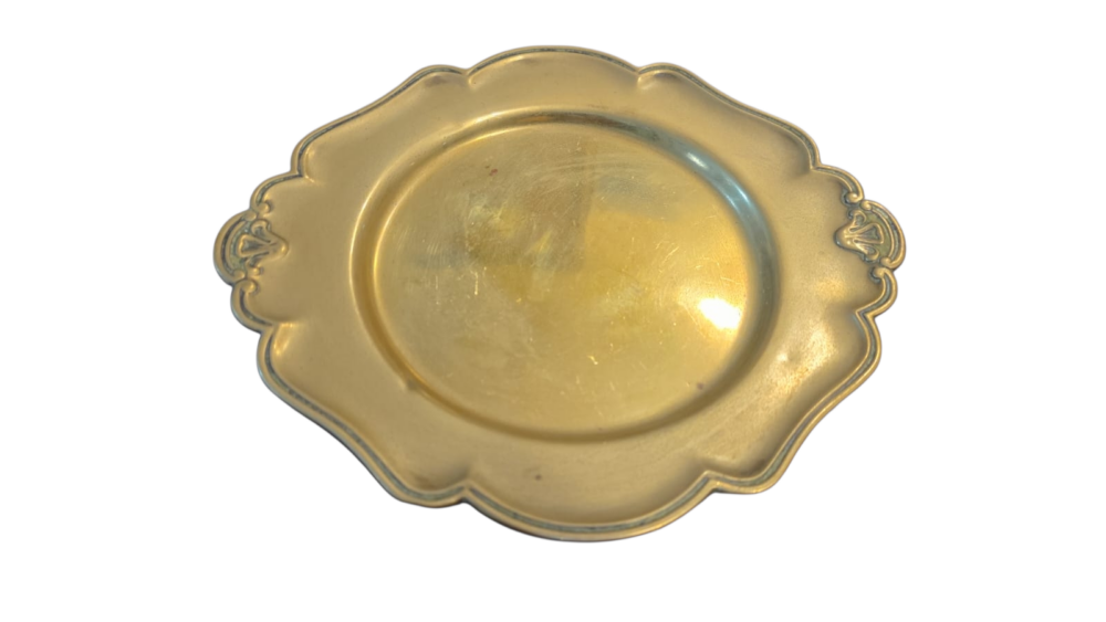 Elegante porta garrafa em dourado metal
