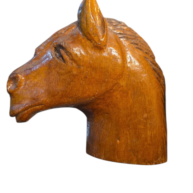 Decoração de parede, busto de cavalo de madeira