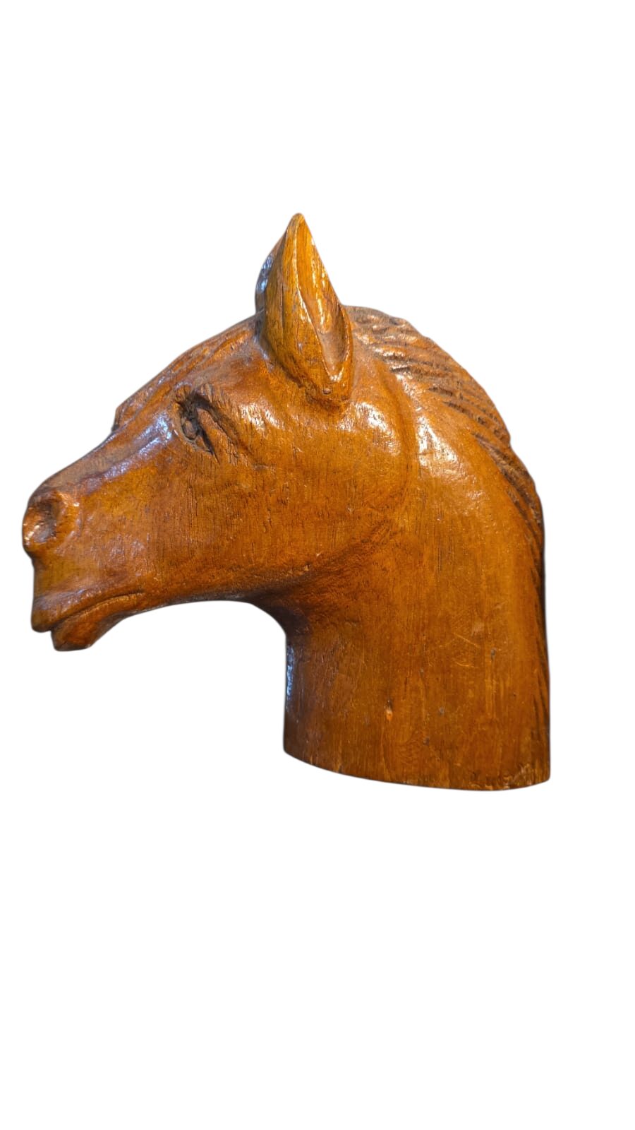 Decoração de parede, busto de cavalo de madeira