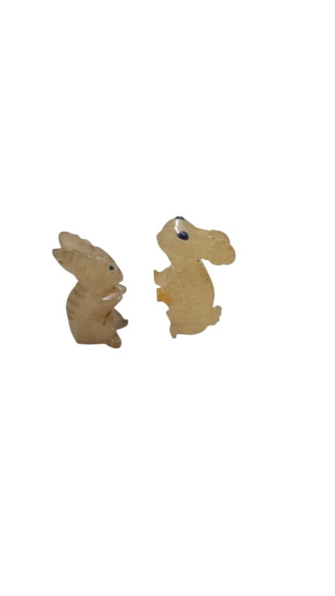 Par de esculturas antigas coelhos de pedra