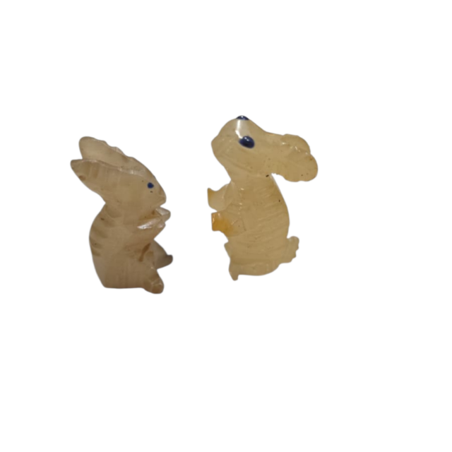 Par de esculturas antigas coelhos de pedra
