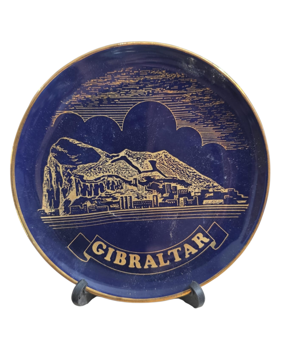 Porcelana espanhola com arte de Gibraltar, dourações em 24K