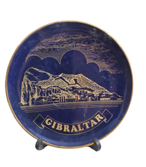 Porcelana espanhola com arte de Gibraltar, dourações em 24K