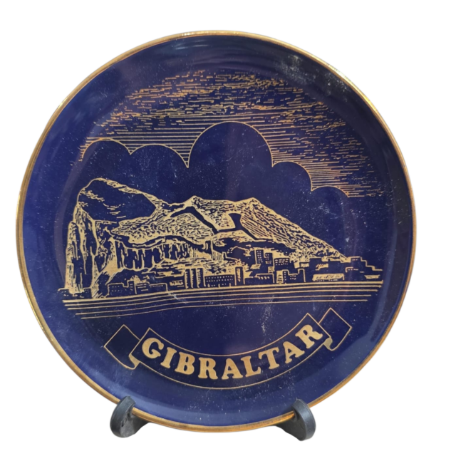 Porcelana espanhola com arte de Gibraltar, dourações em 24K