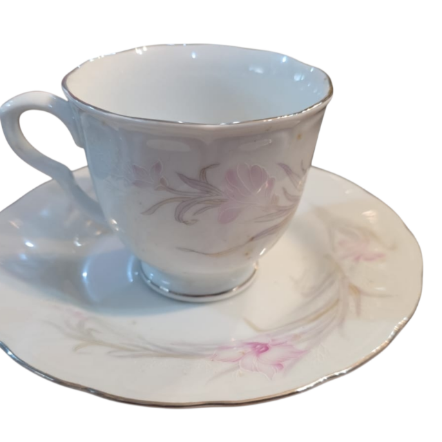 Xícara de chá porcelana chinesa, motivos florais