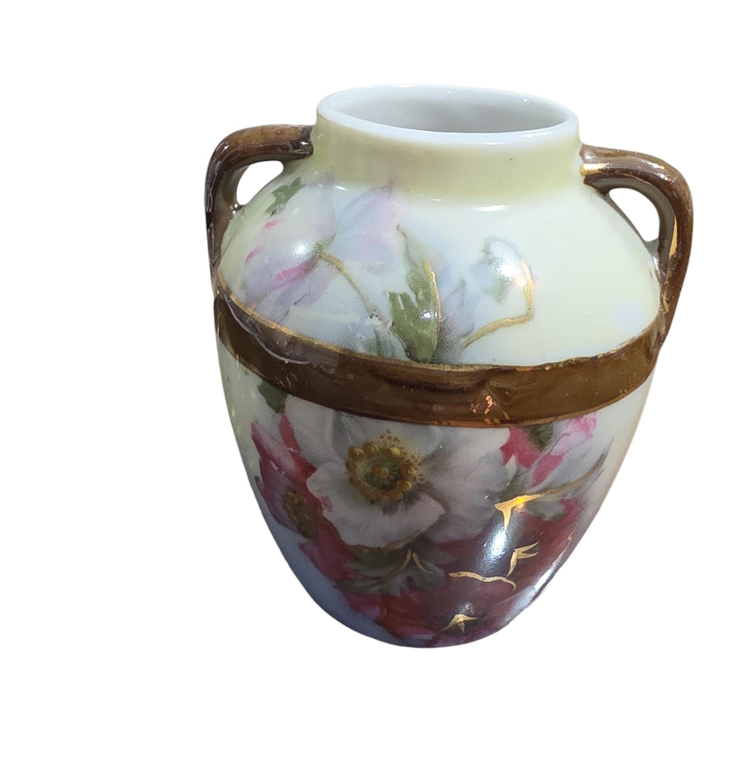 Ânfora de porcelana, motivos florais