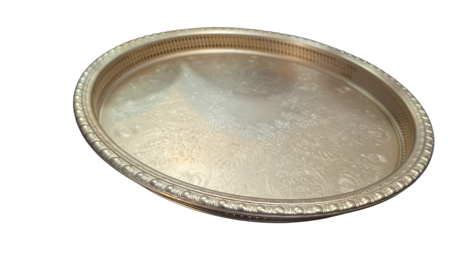 Elegante salva com varanda, ricamente cinzelada