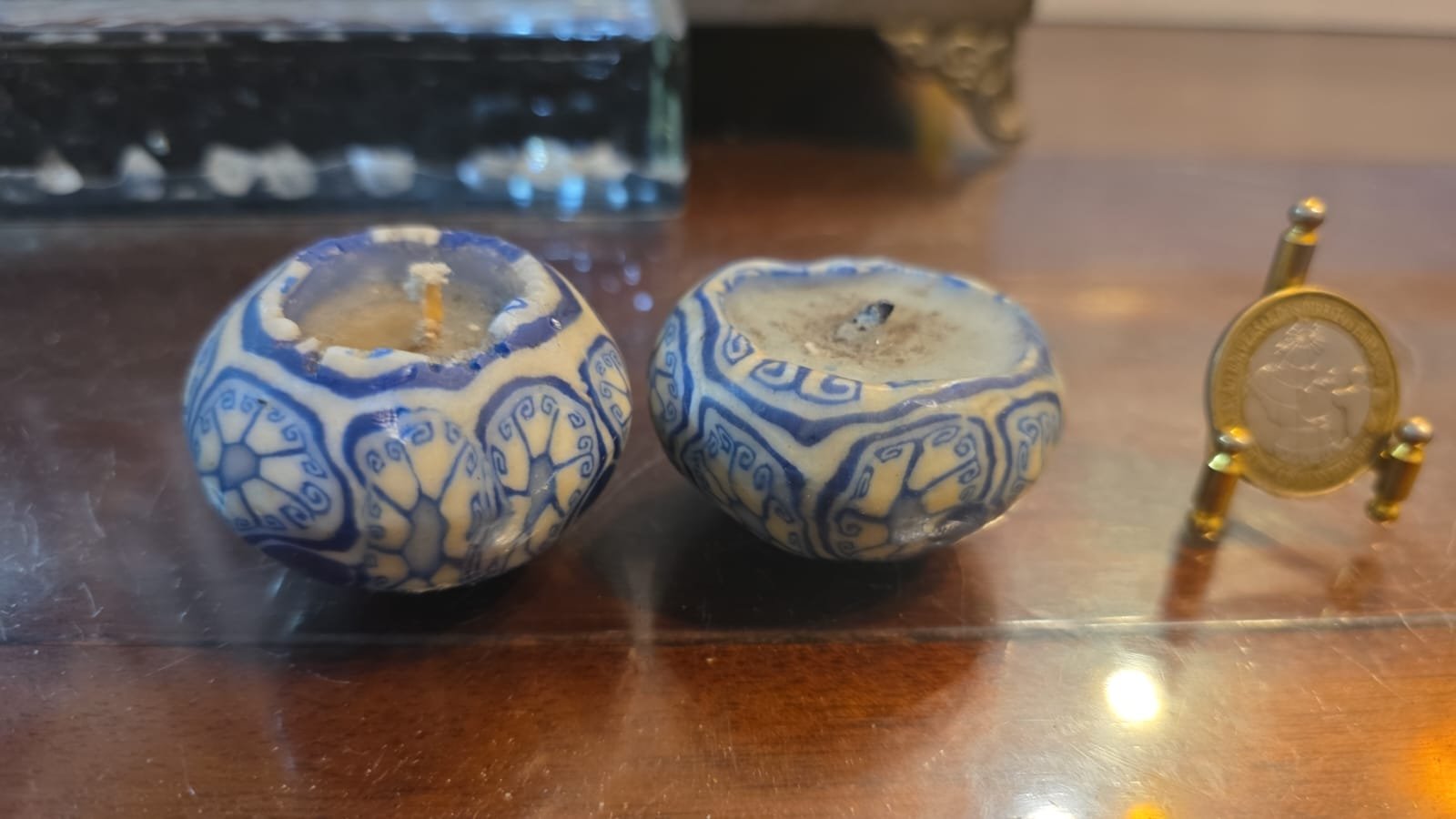 Antigo par de velas artesanais - Imagem 2