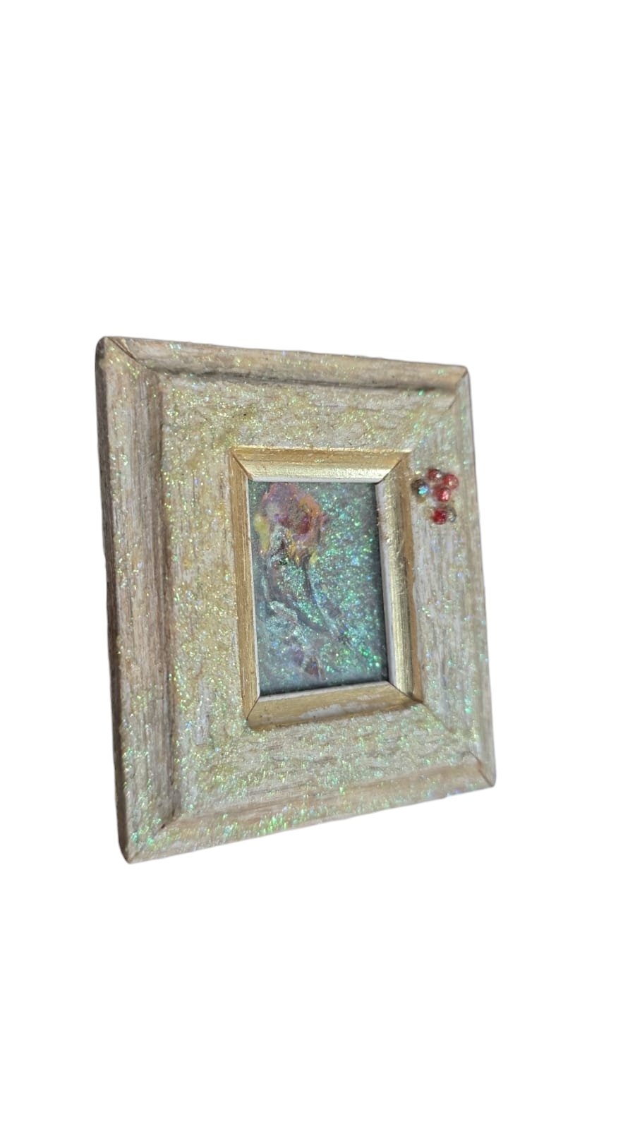 Antigo pequeno quadro artesanal