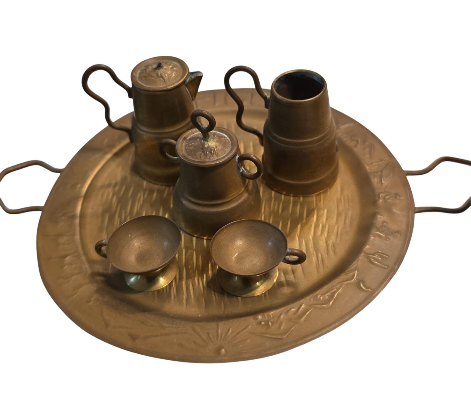 Conjuntos miniaturas antiga em dourado metal