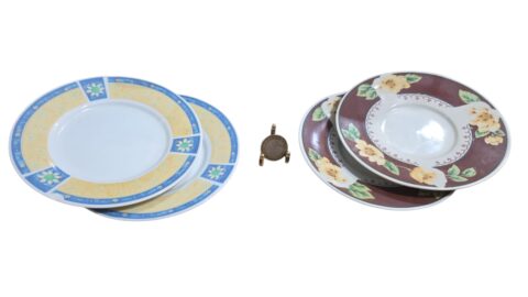 Quarteto de porcelana, motivos florais