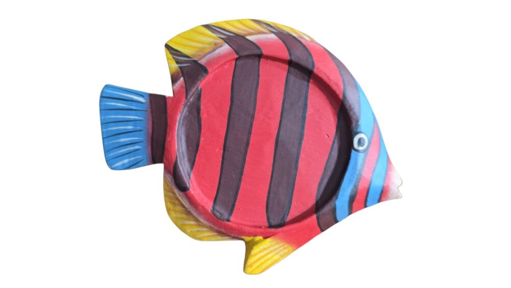 Porta copos de peixes de madeira pintados a mão. (valor unitário)