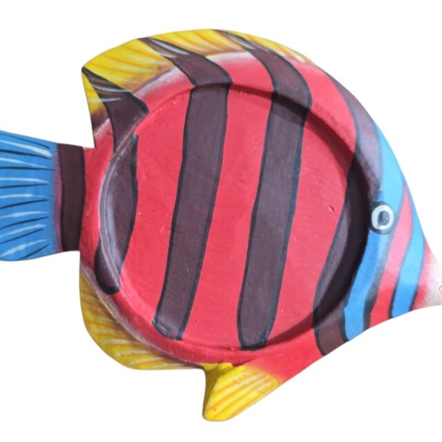 Porta copos de peixes de madeira pintados a mão. (valor unitário)