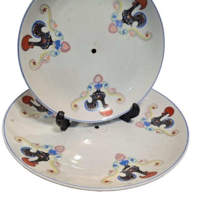 Par de porcelanas portugueses Galo de Barcelos