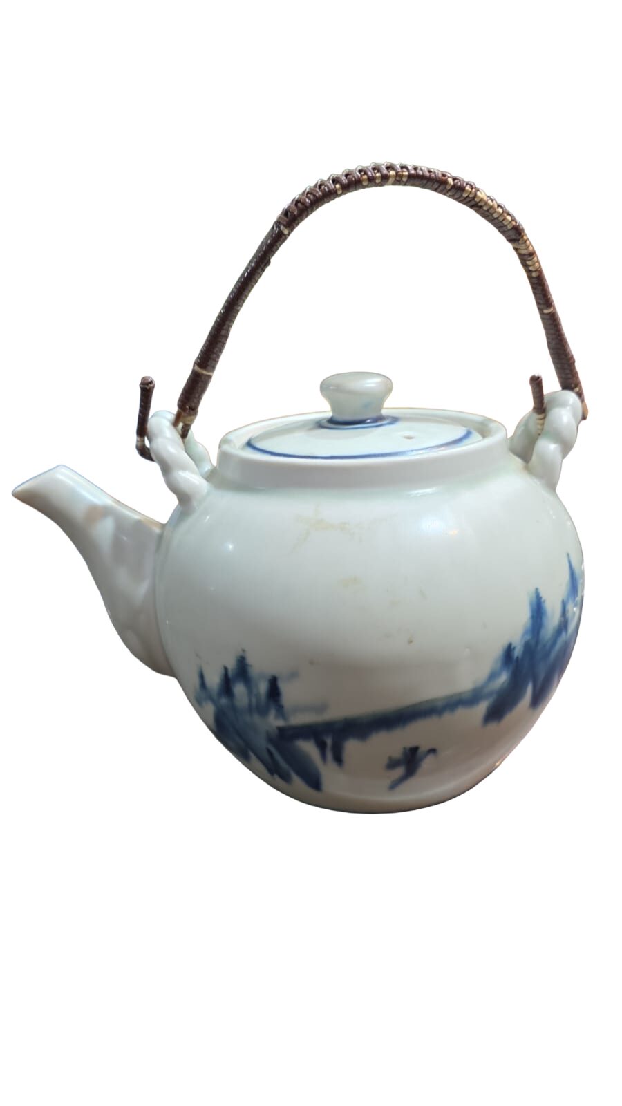 Antigo e grande bule oriental com arte estilo borrão