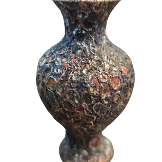 Antigo e raro vaso de cloisonné filigranado